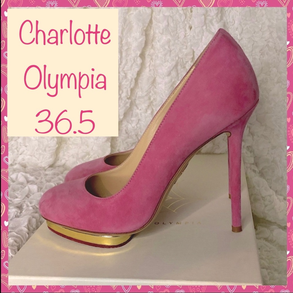 Charlotte Olympia Dotty 125 Pink Suede 36.5 EUC